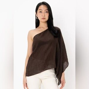 Zara Asymmetrical Linen Blend Top